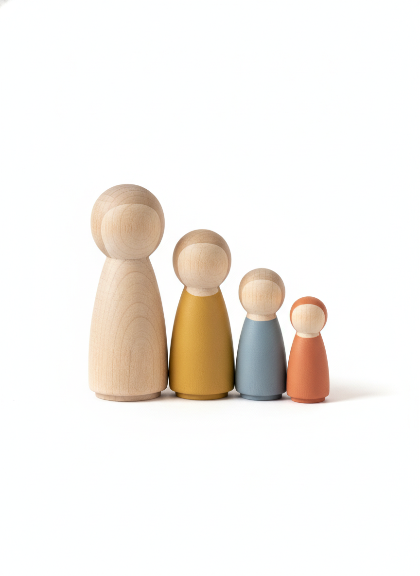 Dolls and Doll Accessories Wooden Peg Doll Family Set