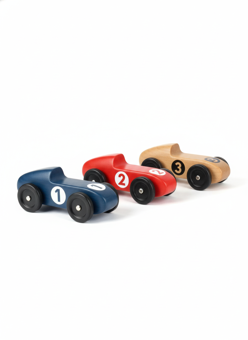Toy Vehicles Wooden Race Car Trio